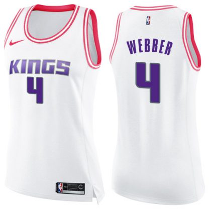 Nike Sacramento Kings #4 Chris Webber White/Pink Women's NBA Swingman Fashion Jersey