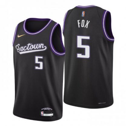Sacramento Sacramento Kings #5 De'Aaron Fox Men's Nike Black 2021/22 Swingman NBA Jersey - City Edition