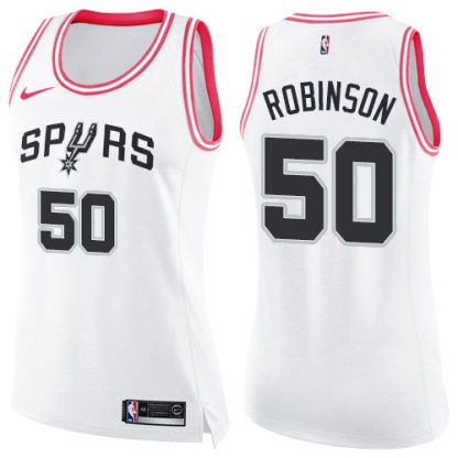 Nike San Antonio Spurs #50 David Robinson White/Pink Women's NBA Swingman Fashion Jersey