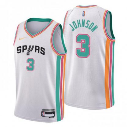 San Antonio San Antonio Spurs #3 Keldon Johnson Men's Nike White 2021/22 Swingman NBA Jersey - City Edition