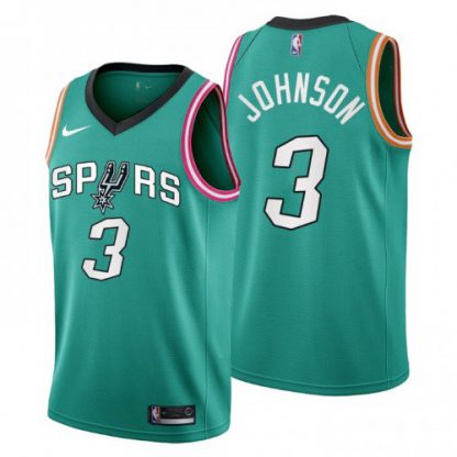 Nike San Antonio Spurs #3 Keldon Johnson Men's 2022-23 City Edition NBA Jersey - Cherry Blossom Teal