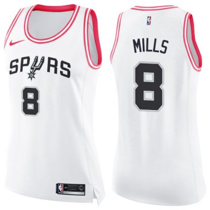 Nike San Antonio Spurs #8 Patty Mills White/Pink Women's NBA Swingman Fashion Jersey