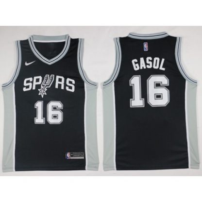 Nike San Antonio Spurs #16 Pau Gasol Black NBA Swingman Icon Edition Jersey