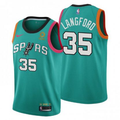 Nike San Antonio Spurs #35 Romeo Langford Men's 2022-23 City Edition NBA Jersey - Cherry Blossom Teal