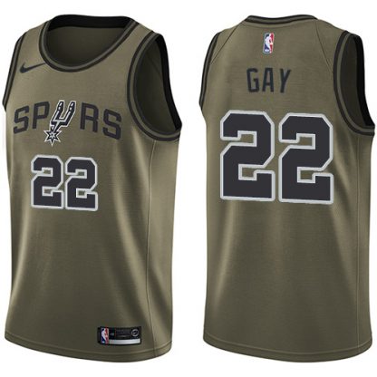 Nike San Antonio Spurs #22 Rudy Gay Green Salute to Service Youth NBA Swingman Jersey