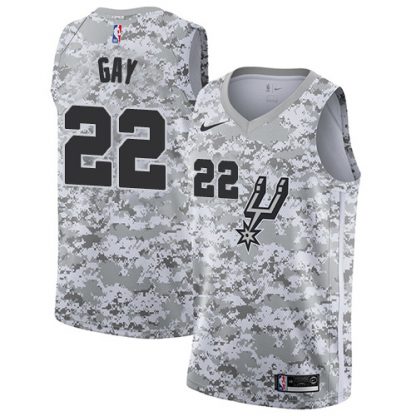 Nike San Antonio Spurs #22 Rudy Gay White Camo NBA Swingman Earned Edition Jersey
