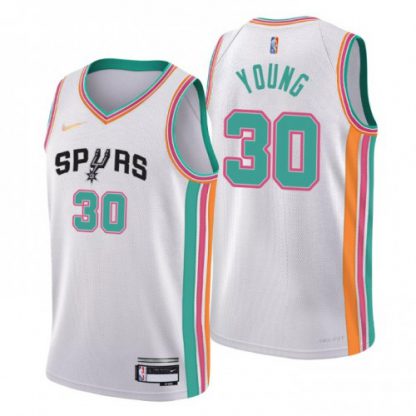 San Antonio San Antonio Spurs #30 Thaddeus Young Men's Nike White 2021/22 Swingman NBA Jersey - City Edition