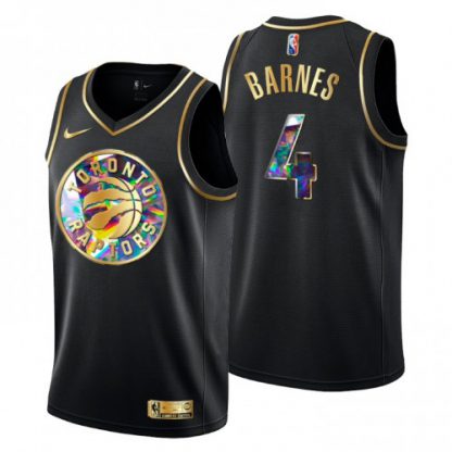 Toronto Toronto Raptors #4 Scottie Barnes Men's Golden Edition Diamond Logo 2021/22 Swingman Jersey - Black