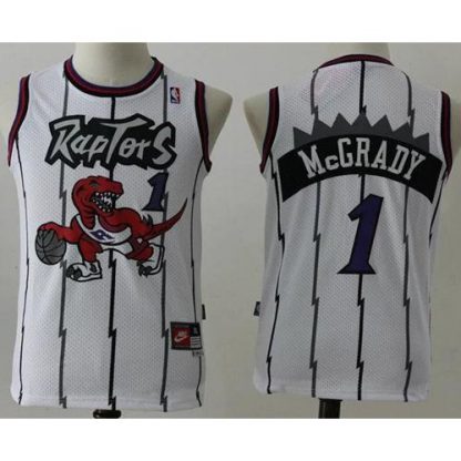 Toronto Raptors #1 Tracy Mcgrady White Throwback Youth Stitched NBA Jersey