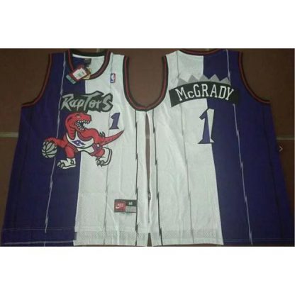 Toronto Raptors #1 Tracy Mcgrady Purple/White Split Fashion Stitched NBA Jersey