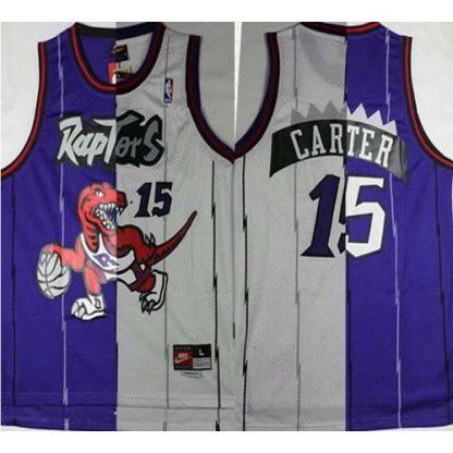 Toronto Raptors #15 Vince Carter Purple/White Split Fashion Stitched NBA Jersey