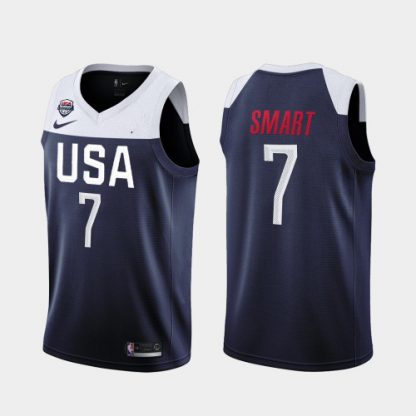 Team USA #7 Marcus Smart 2019 USA FIBA Basketball World Cup Jersey Blue