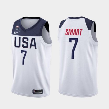 Team USA #7 Marcus Smart 2019 USA FIBA Basketball World Cup Jersey White