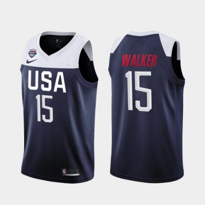Team USA #15 Kemba Walker 2019 USA FIBA Basketball World Cup Jersey Blue