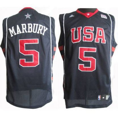 Team USA #5 Stephon Marbury Dark Blue Summer Olympics Stitched NBA Jersey