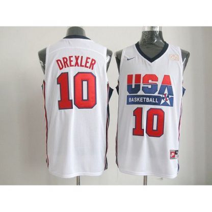 Nike Team USA #10 Clyde Drexler White 2012 USA Basketball Retro Stitched NBA Jersey