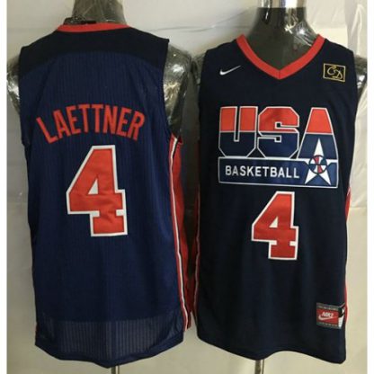 Team USA #4 Christian Laettner Dark Blue 2012 USA Basketball Retro Stitched NBA Jersey