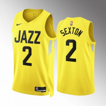 Utah Utah Jazz #2 Collin Sexton Men's Yellow Nike NBA 2022-23 Icon Edition Jersey
