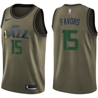 Nike Utah Jazz #15 Derrick Favors Green Salute to Service Youth NBA Swingman Jersey
