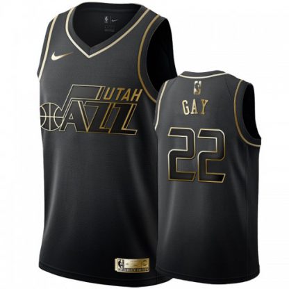 Nike Utah Jazz #22 Rudy Gay Men's Black Golden Edition Swingman NBA Jersey
