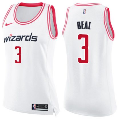Nike Washington Wizards #3 Bradley Beal White/Pink Women's NBA Swingman Fashion Jersey