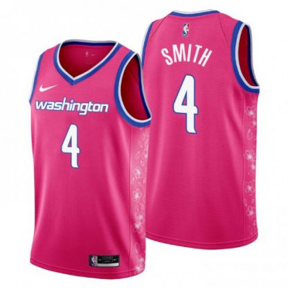 Nike Washington Wizards #4 Ish Smith Men's 2022-23 City Edition NBA Jersey - Cherry Blossom Pink
