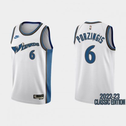 Washington Washington Wizards #6 Kristaps Porzingis White Men's Nike NBA 2022-23 Classic Edition Jersey
