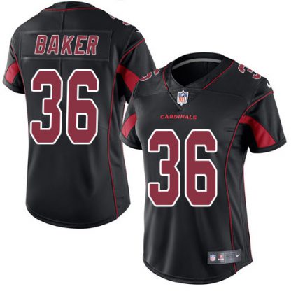 Nike Arizona Cardinals #36 Budda Baker Black Women's Stitched NFL Limited Rush Jersey
