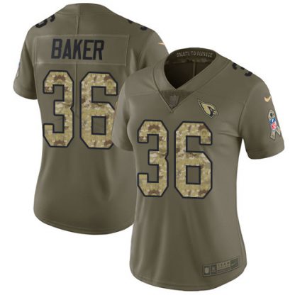 Nike Arizona Cardinals #36 Budda Baker Olive/Camo Women's Stitched NFL Limited 2017 Salute to Service Jersey