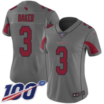 Nike Arizona Cardinals #3 Budda Baker Silver Women's Stitched NFL Limited Inverted Legend 100th Season Jersey