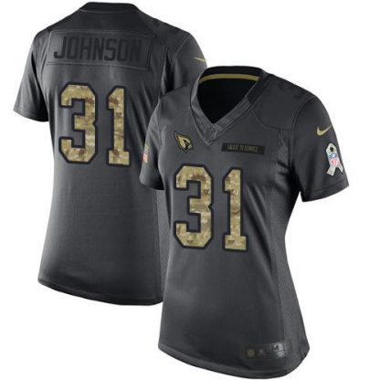 Nike Arizona Cardinals #31 David Johnson Black Women's Stitched NFL Limited 2016 Salute to Service Jersey