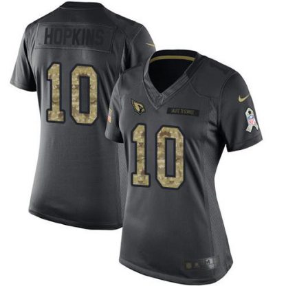 Nike Arizona Cardinals #10 DeAndre Hopkins Black Women's Stitched NFL Limited 2016 Salute to Service Jersey