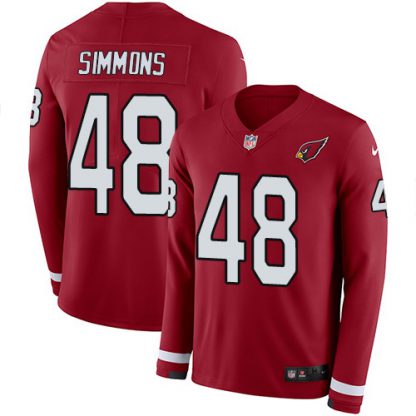 Nike Arizona Cardinals #48 Isaiah Simmons Red Team Color Youth Stitched NFL Limited Therma Long Sleeve Jersey
