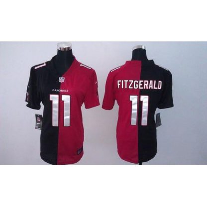 Nike Arizona Cardinals #11 Larry Fitzgerald Black/Red Women's Stitched NFL Elite Split Jersey