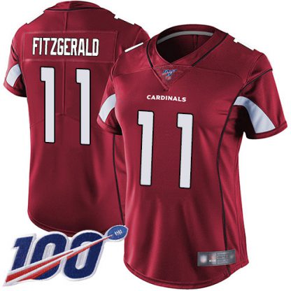 Nike Arizona Cardinals #11 Larry Fitzgerald Red Team Color Women's Stitched NFL 100th Season Vapor Limited Jersey