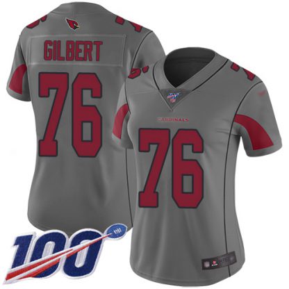 Nike Arizona Cardinals #76 Marcus Gilbert Silver Women's Stitched NFL Limited Inverted Legend 100th Season Jersey