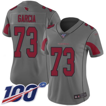 Nike Arizona Cardinals #73 Max Garcia Silver Women's Stitched NFL Limited Inverted Legend 100th Season Jersey