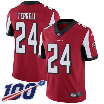 Nike Atlanta Falcons #24 A.J. Terrell Red Team Color Men's Stitched NFL 100th Season Vapor Untouchable Limited Jersey