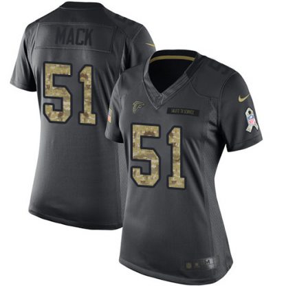 Nike Atlanta Falcons #51 Alex Mack Black Women's Stitched NFL Limited 2016 Salute to Service Jersey