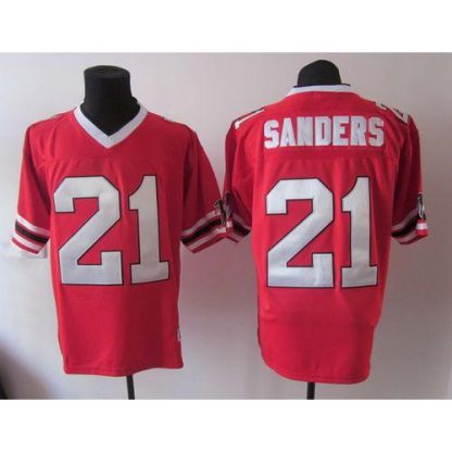 1992 Mitchell And Ness Atlanta Falcons #21 Deion Sanders Red Throwback Stitched NFL Jersey