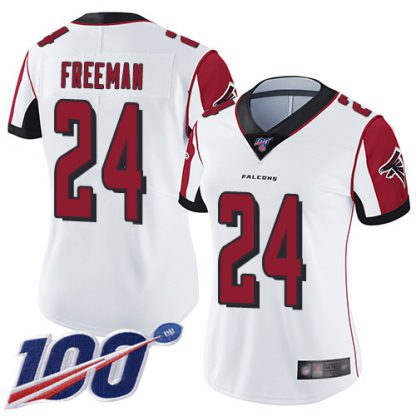 Nike Atlanta Falcons #24 Devonta Freeman White Women's Stitched NFL 100th Season Vapor Limited Jersey