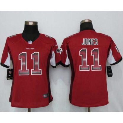 Nike Atlanta Falcons #11 Julio Jones Red Team Color Women's Stitched NFL Elite Strobe Jersey