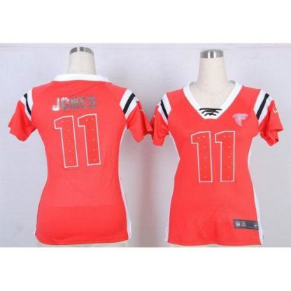 Nike Atlanta Falcons #11 Julio Jones Red Team Color Women's Stitched NFL Elite Draft Him Shimmer Jersey