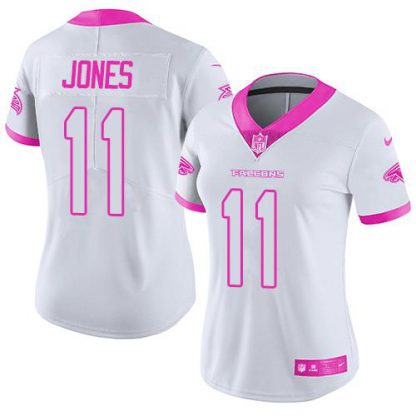 Nike Atlanta Falcons #11 Julio Jones White/Pink Women's Stitched NFL Limited Rush Fashion Jersey
