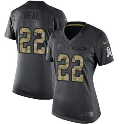 Nike Atlanta Falcons #22 Keanu Neal Black Women's Stitched NFL Limited 2016 Salute to Service Jersey