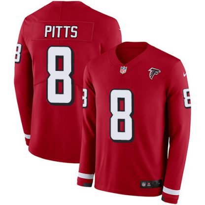 Nike Atlanta Falcons #8 Kyle Pitts Red Team Color Men's Stitched NFL Limited Therma Long Sleeve Jersey