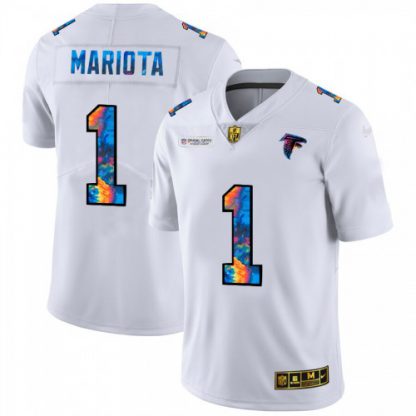 Atlanta Atlanta Falcons #1 Marcus Mariota Men's White Nike Multi-Color 2020 NFL Crucial Catch Limited NFL Jersey
