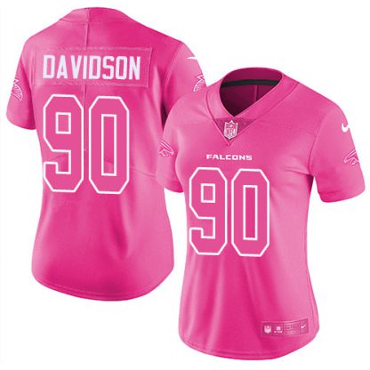Nike Atlanta Falcons #90 Marlon Davidson Pink Women's Stitched NFL Limited Rush Fashion Jersey