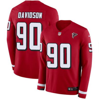Nike Atlanta Falcons #90 Marlon Davidson Red Team Color Youth Stitched NFL Limited Therma Long Sleeve Jersey