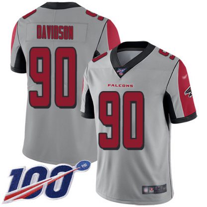 Nike Atlanta Falcons #90 Marlon Davidson Silver Men's Stitched NFL Limited Inverted Legend 100th Season Jersey